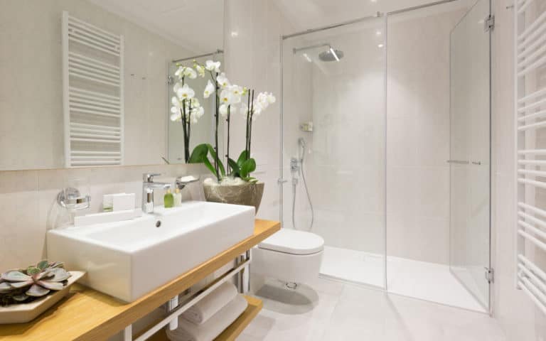 Interior Of A Hotel Bathroom — Plumbers in Bundanoon, NSW